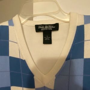 blue toned sweater vest